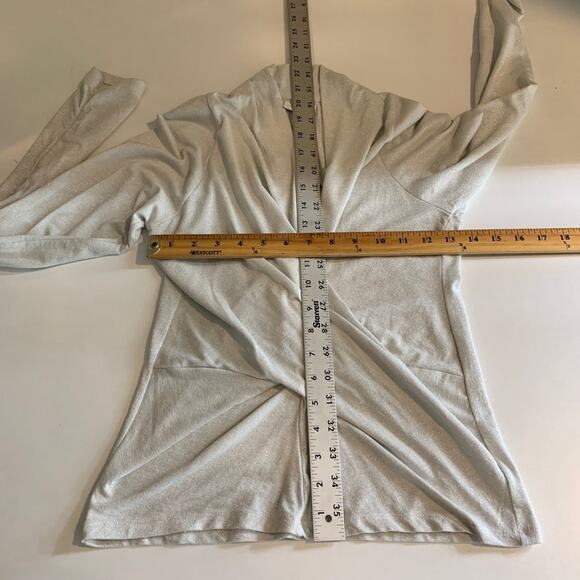 Cache Top Womens L Large Dove Crisscross Front Long Sleeve Plunge VNeck Pullover - Picture 6 of 10